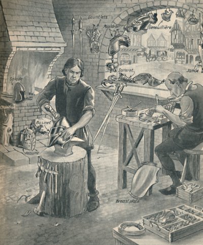 Att göra rustningar för riddarna från gamla tider, c1934 av Unbekannt