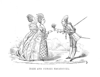 Manliga och kvinnliga makaronier, c1870 av Unbekannt