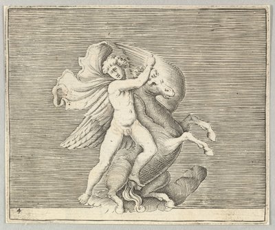 Man grappling with winged horse, publicerad ca. 1599-1622. av Unbekannt