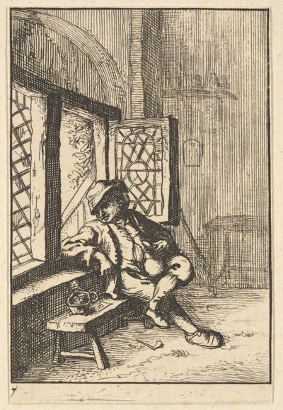 Man sitter vid ett fönster kopia, 1610-85. av Unbekannt