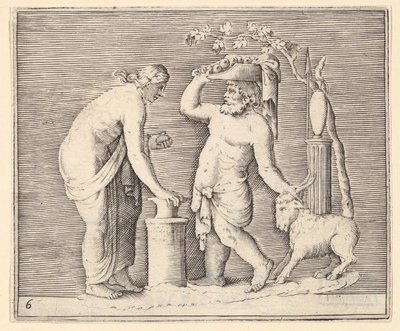 Man and Woman Sacrificing a Goat, publicerad ca. 1599-1622. av Unbekannt