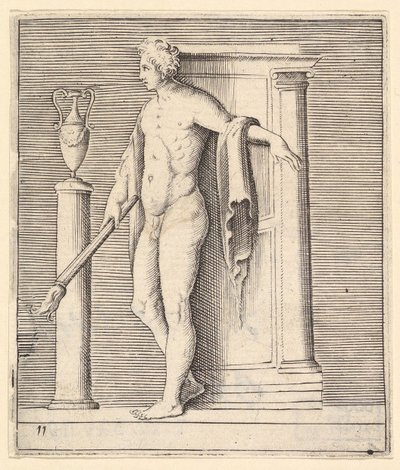 Man with Torch at Temple Door, publicerad ca. 1599-1622. av Unbekannt