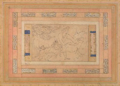 Man med en bagge, Folio från Bellini Album, ca. 1600. av Unbekannt