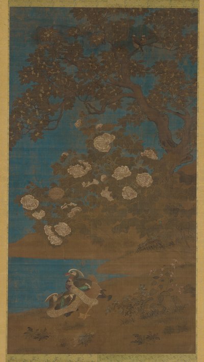 Mandarinänder och blommor, Ming- eller Qingdynastin, 1600-talet. av Unbekannt