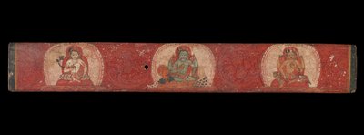 Manuskriptomslag med Vishnu flankerad av Lakshmi och Sarasvati, 1300-talet. av Unbekannt