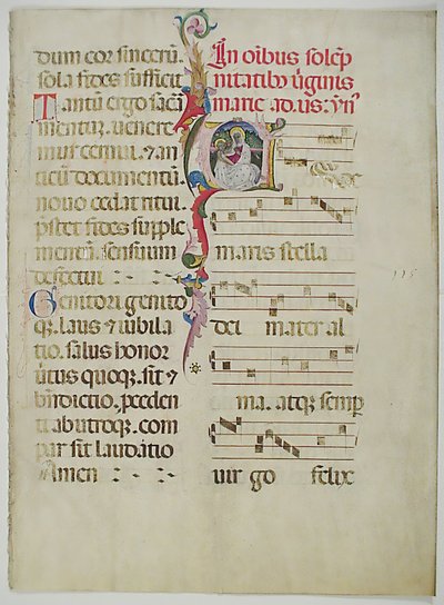 Manuskriptblad med initial A, från ett antifonarium, italienskt, 1400-tal. av Unbekannt