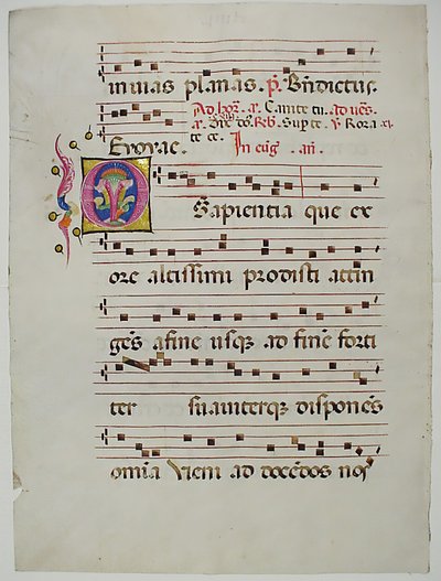 Manuskriptblad med initial O, från ett antifonarium, italienskt, 1400-tal. av Unbekannt
