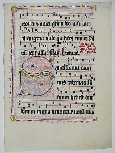 Manuskriptblad med initial S, från ett antifonarium, tyskt, andra kvartalet 1400-talet. av Unbekannt