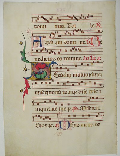 Manuskriptblad med initial S, från ett antifonarium, italienskt, 1400-tal. av Unbekannt