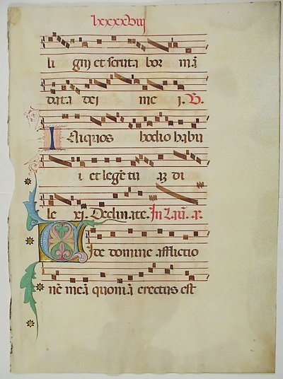 Manuskriptblad med initial V, från ett antifonarium, italienskt, 1400-tal. av Unbekannt