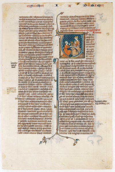 Manuskriptblad med öppning av Nehemias bok, från en bibel, ca. 1280-1300. av Unbekannt