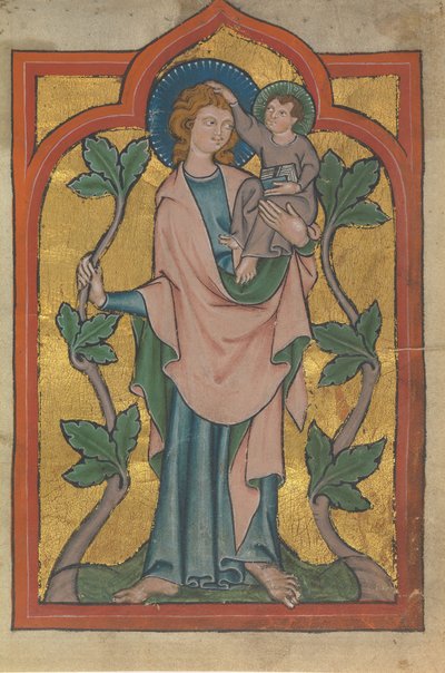 Manuskriptblad med den helige Christopher som bär Kristus, tysk eller schweizisk, tidigt 1300-tal. av Unbekannt