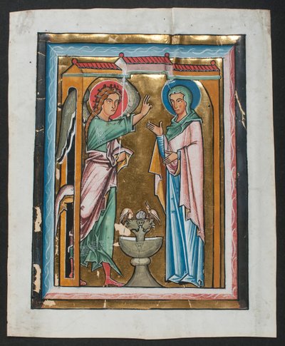 Manuskriptblad med bebådelsen, från en psalter, mitten av 1200-talet. av Unbekannt