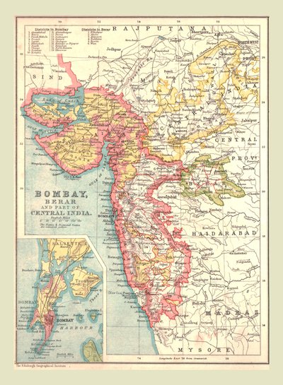 Karta över Bombay, Berar och en del av centrala Indien, 1902. av Unbekannt