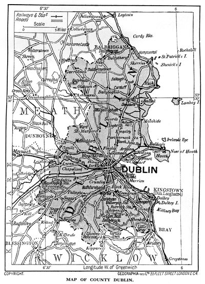 Karta över County Dublin, Irland, 1924-1926 av Unbekannt