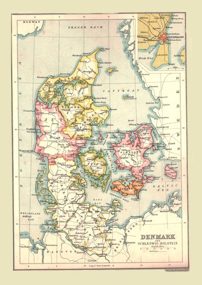 Karta över Danmark, 1902. av Unbekannt