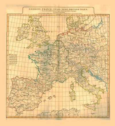 Karta över Europa, 1821. av Unbekannt