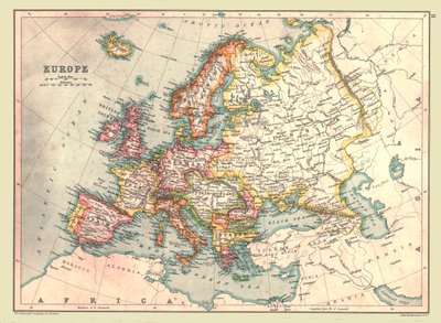 Karta över Europa, 1902. av Unbekannt