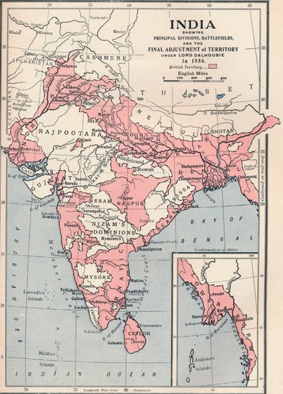 Karta över Indien 1856 1906. av Unbekannt