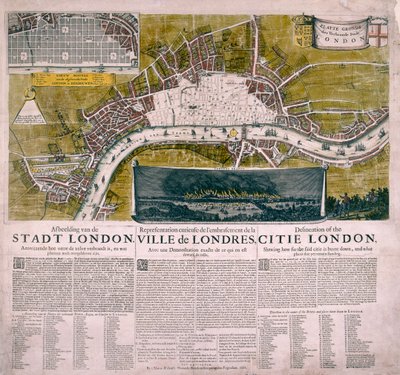 Karta över London, 1666 av Unbekannt