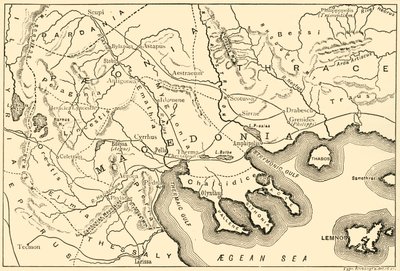 Karta över Makedonien och de närliggande distrikten, 1890. av Unbekannt
