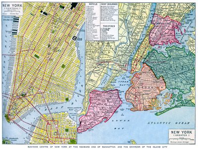 Karta över New York City, USA, c1930-talet av Unbekannt