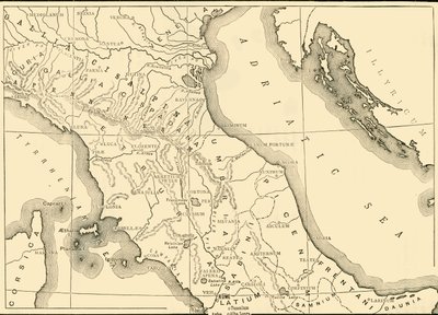 Karta över norra och mellersta Italien, 1890. av Unbekannt