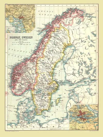 Karta över Norge och Sverige, 1902. av Unbekannt