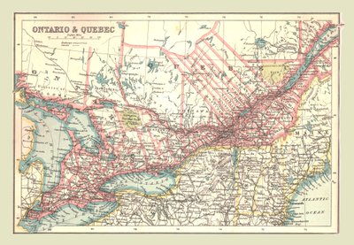 Karta över Ontario och Quebec, 1902. av Unbekannt