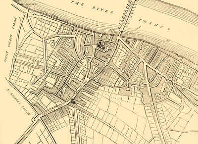 Karta över Southwark, 1720, c1878. av Unbekannt