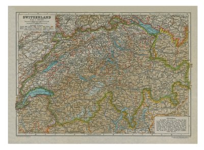 Karta över Schweiz av Unbekannt