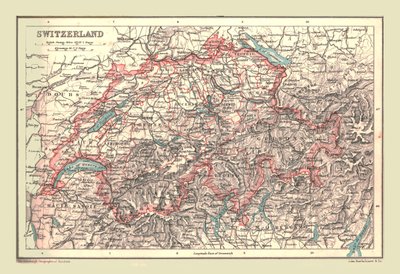 Karta över Schweiz, 1902. av Unbekannt