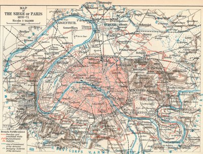 Karta över belägringen av Paris, 1870-71, 1907 av Unbekannt