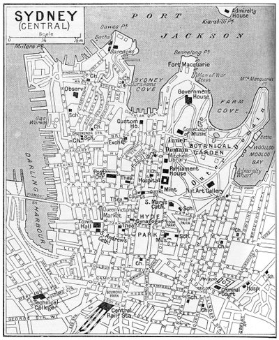 Karta över centrala Sydney, New South Wales, Australien, c1924 av Unbekannt