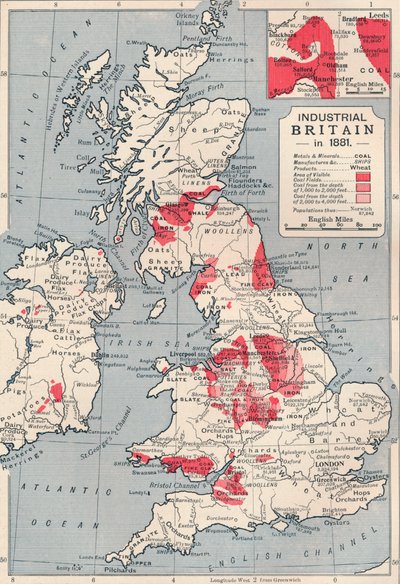Karta över det industriella Storbritannien 1881, 1906 av Unbekannt
