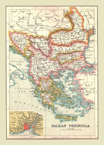Karta över Balkanhalvön, 1902. av Unbekannt