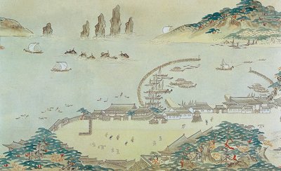 Karta över Choryang Waegwan och dess omgivningar i Busan under Joseon..., 1800-talet. av Unbekannt