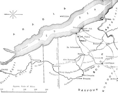 Karta över landet mellan Egypten och Soudan, c1881-85 av Unbekannt