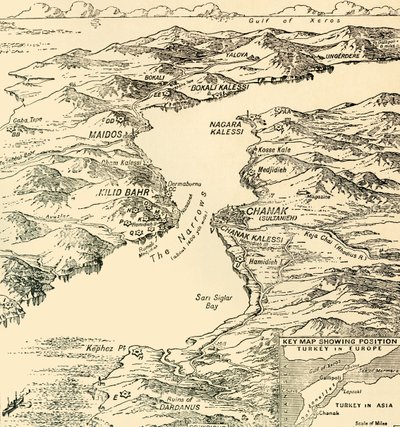Karta över Dardanellerna, första världskriget, 1915, c1920. av Unbekannt