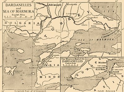 Karta över Dardanellerna och Marmarasjön, c1914, 1920. av Unbekannt