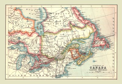 Karta över Dominion of Canada, Eastern Provinces, 1902. av Unbekannt