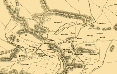 Karta över striderna i Chardeh-dalen, 1901. av Unbekannt
