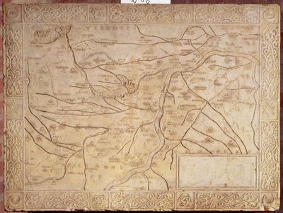 Karta över Mantuans territorium, ristad i låg relief (marmor) av Unbekannt