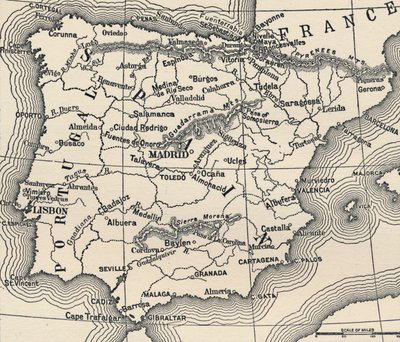 Karta över den spanska kampanjen, c1807-1814, 1896 av Unbekannt