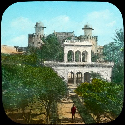 Marmorpaviljong i Fort Gardens, Lahore, Indien, sent 1800- eller tidigt 1900-tal av Unbekannt