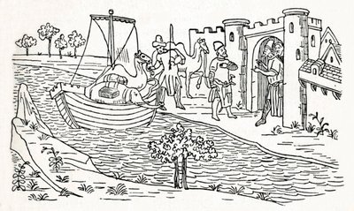 Marco Polo landar i Ormuz, c1300, 1912 av Unbekannt