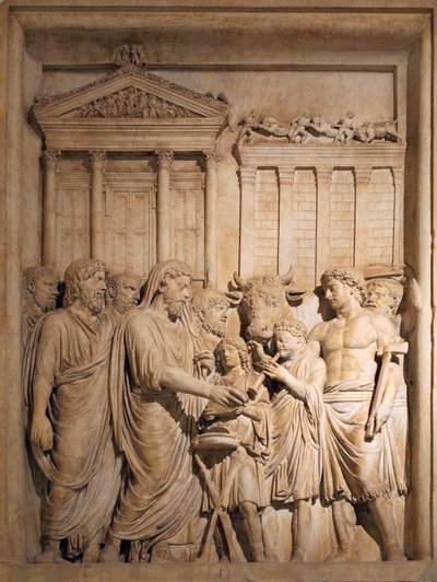 Marcus Aurelius och medlemmar av den kejserliga familjen offrar i tacksamhet för framgång mot germanska stammar, ca 176-182 av Unbekannt