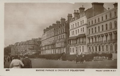 Marine Parade & Crescent Folkestone, sent 1800-tidigt 1900-tal av Unbekannt