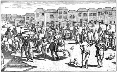 Marknad i Goa, Indien, 1599 av Unbekannt