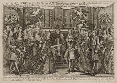 Äktenskap mellan Louis, Dauphin av Frankrike med Marie Thérèse Raphaëlle, Infanta av Spanien 1745 i Versailles, 1745 av Unbekannt